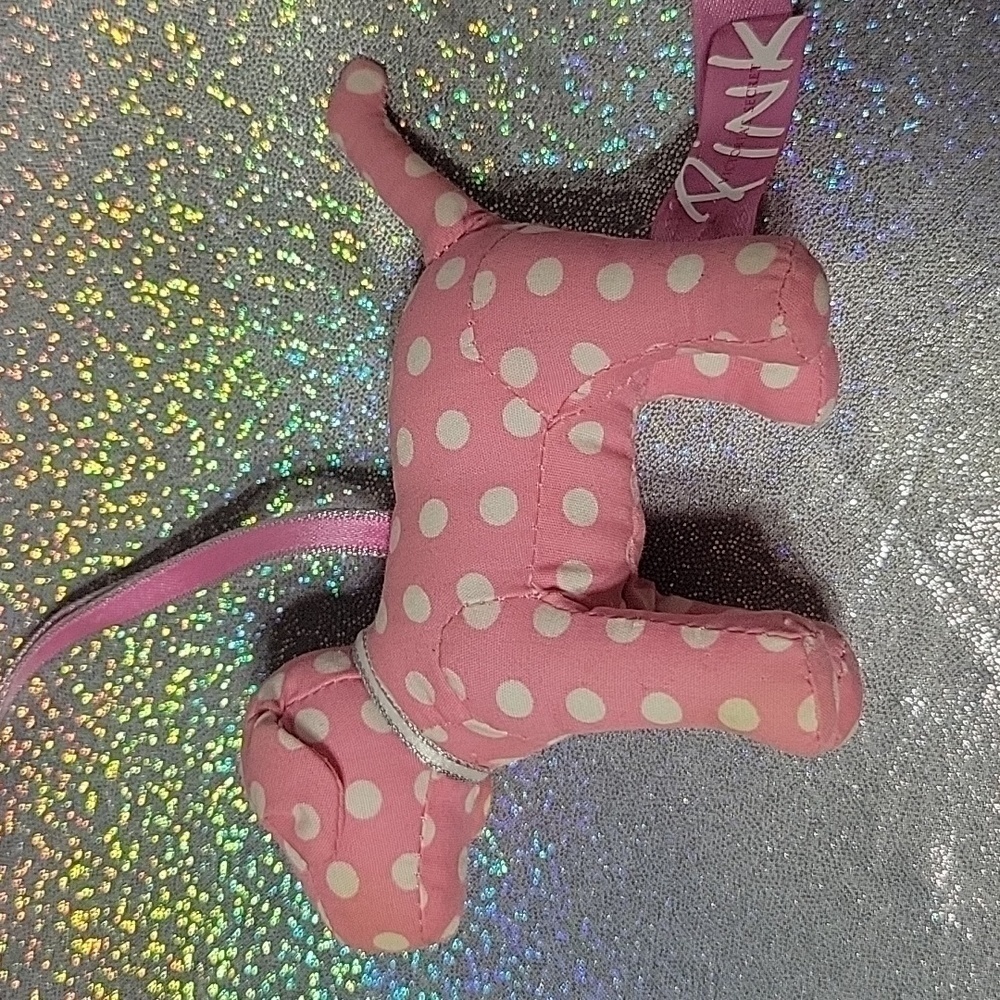RARE HTF Pink Polka Dot Mini Dog Christmas Ornament Display Prop - Picture 3 of 8